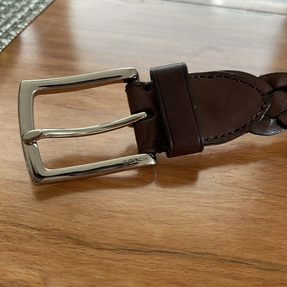 Mens Coach 40” Brown leather braided belt - Picture 6 of 8